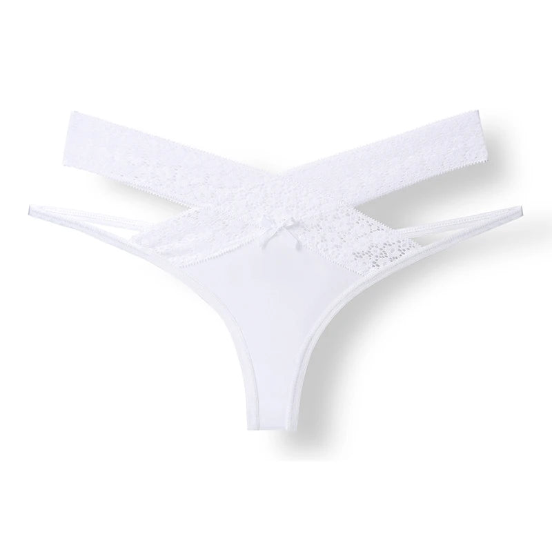 Breathable Cross Hollow Seamless Panties - Lace Waist Design
