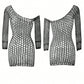 Sexy Babydoll Fishnet Dress - Alluring Geometric Lace
