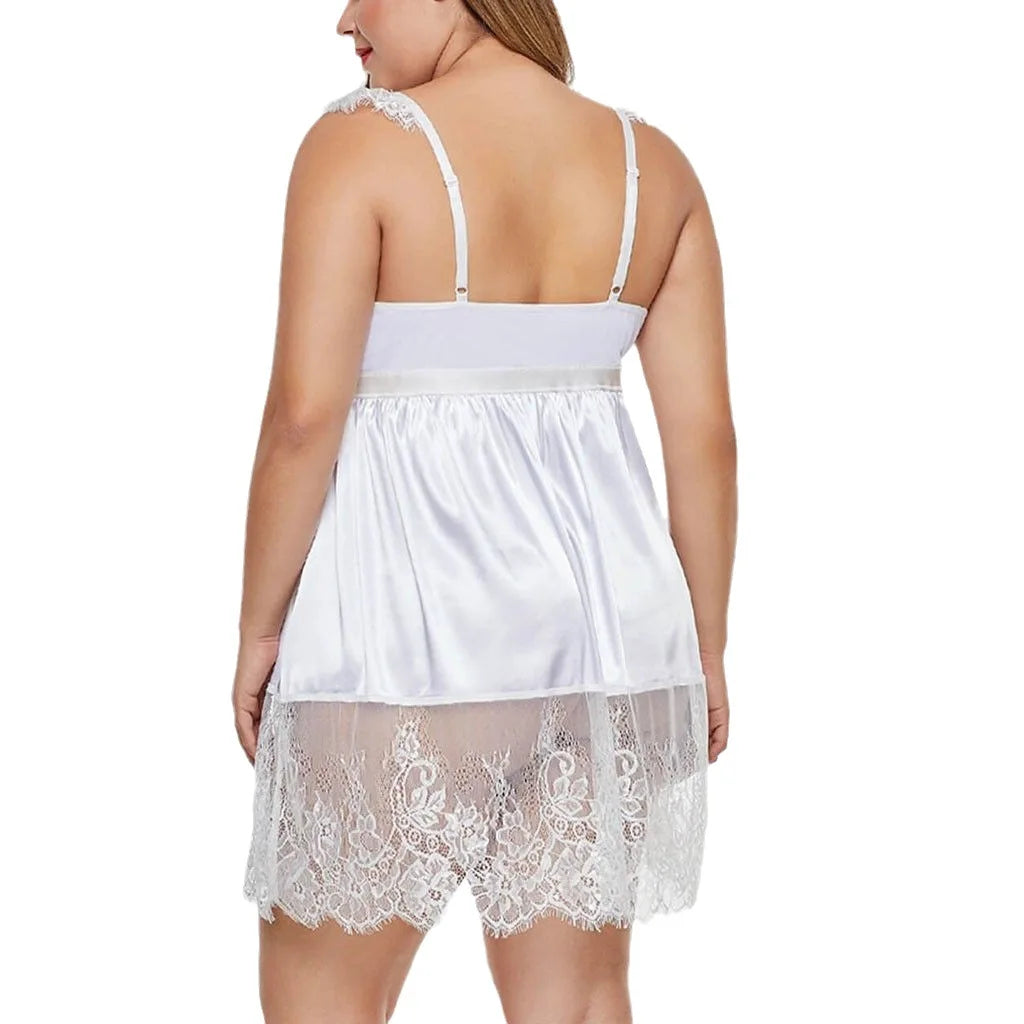 Plus-Size Voile Lace Babydoll