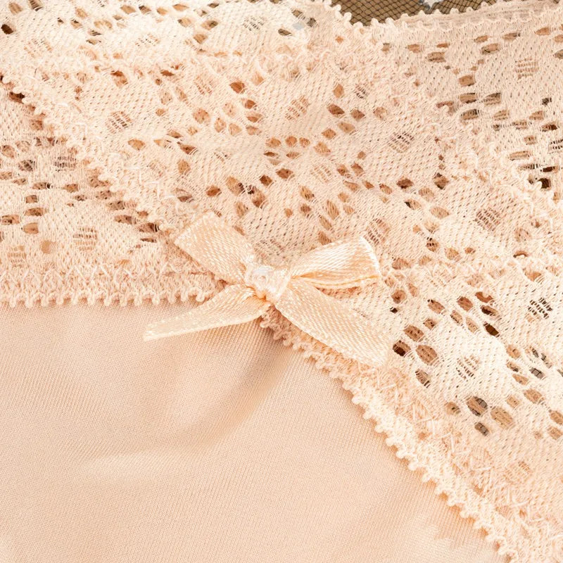 Breathable Cross Hollow Seamless Panties - Lace Waist Design