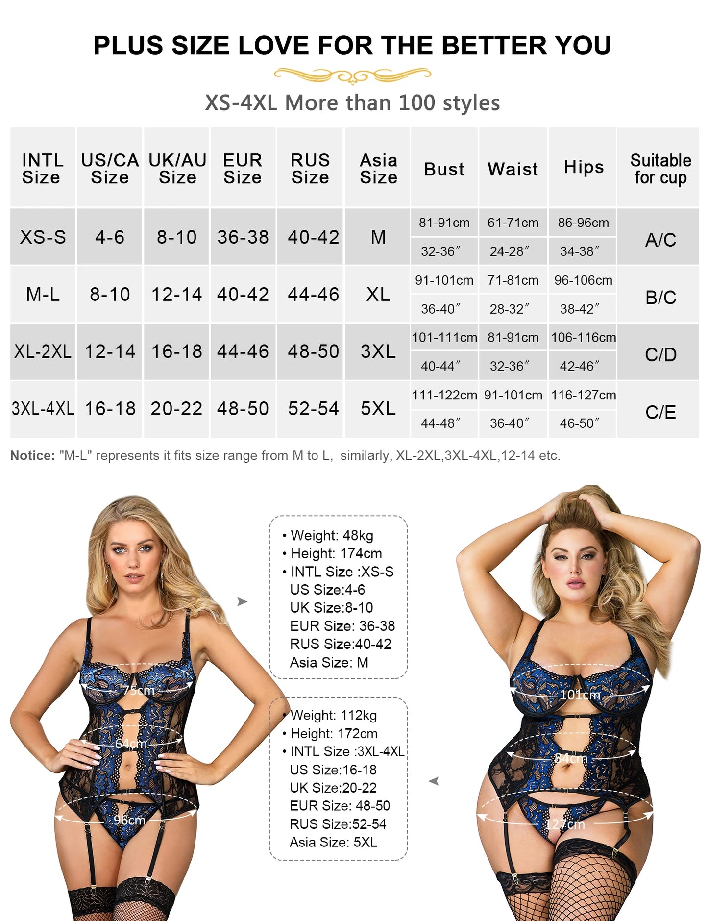 Plus Size Fashionable Lingerie with Garter - Lace Elegance