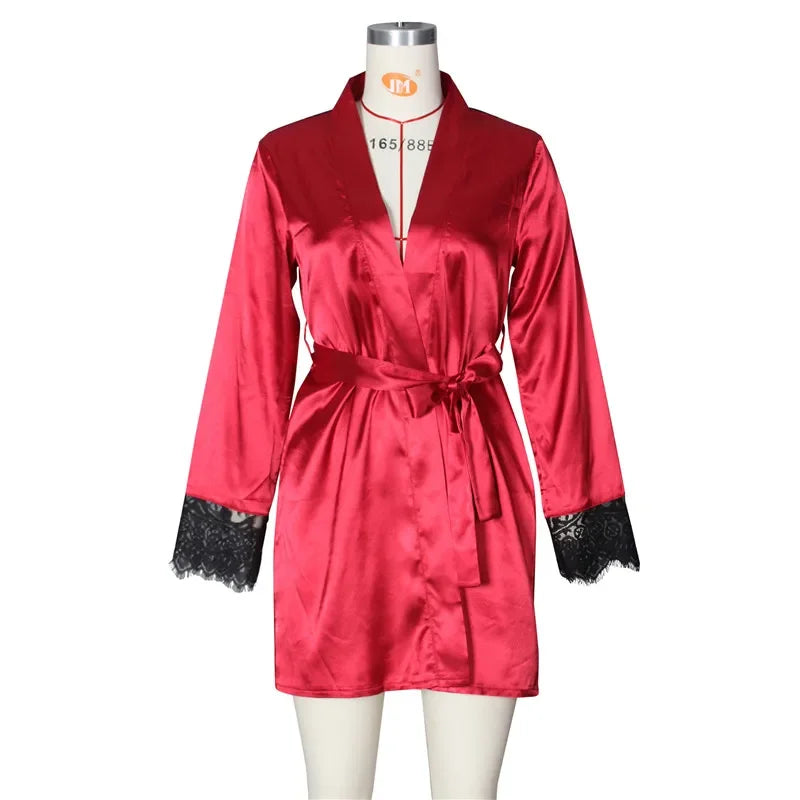 Ruffled Satin Lace Kimono