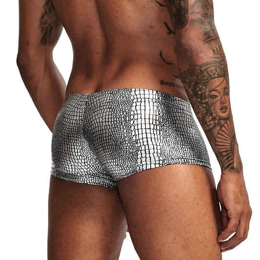 Snake Skin Imitation Leather Boxers - Fashion-Forward Design