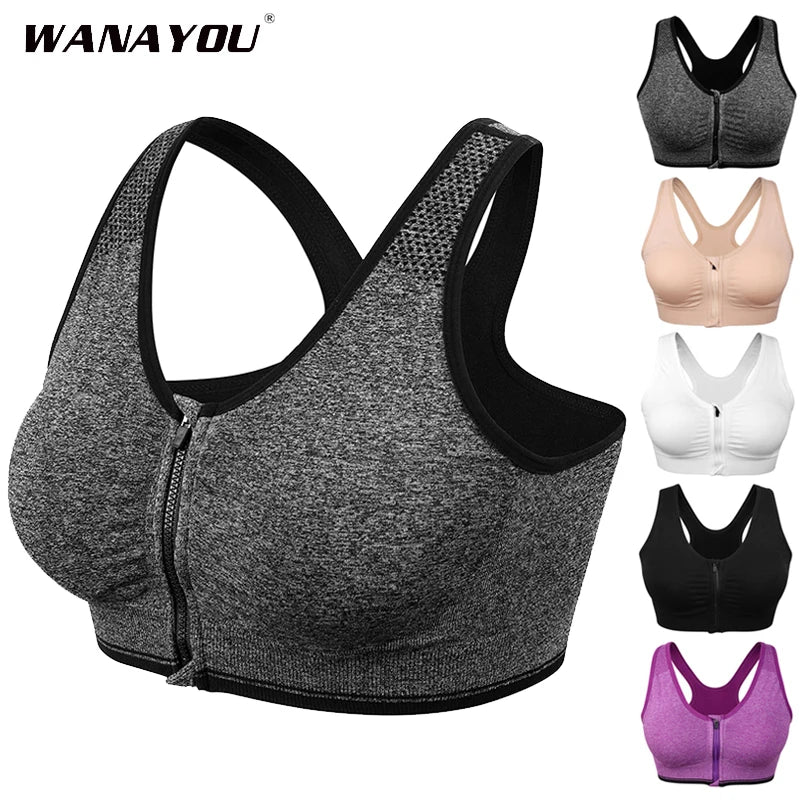 Front-Zip Wire-Free Sports Bra