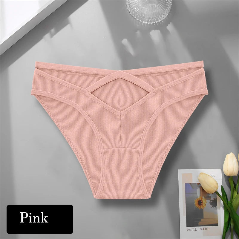 Sexy Cotton Hollow Out Panties - V-Waist Cross Design