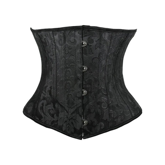 Steampunk Steel Boned Lace Up Overbust Corset - Floral Pattern