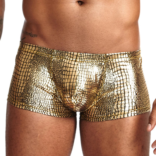 Snake Skin Imitation Leather Boxers - Fashion-Forward Design