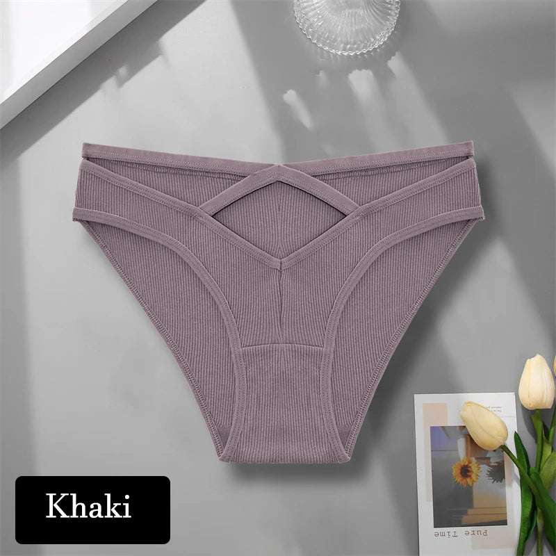 Sexy Cotton Hollow Out Panties - V-Waist Cross Design