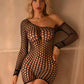 Sexy Babydoll Fishnet Dress - Alluring Geometric Lace