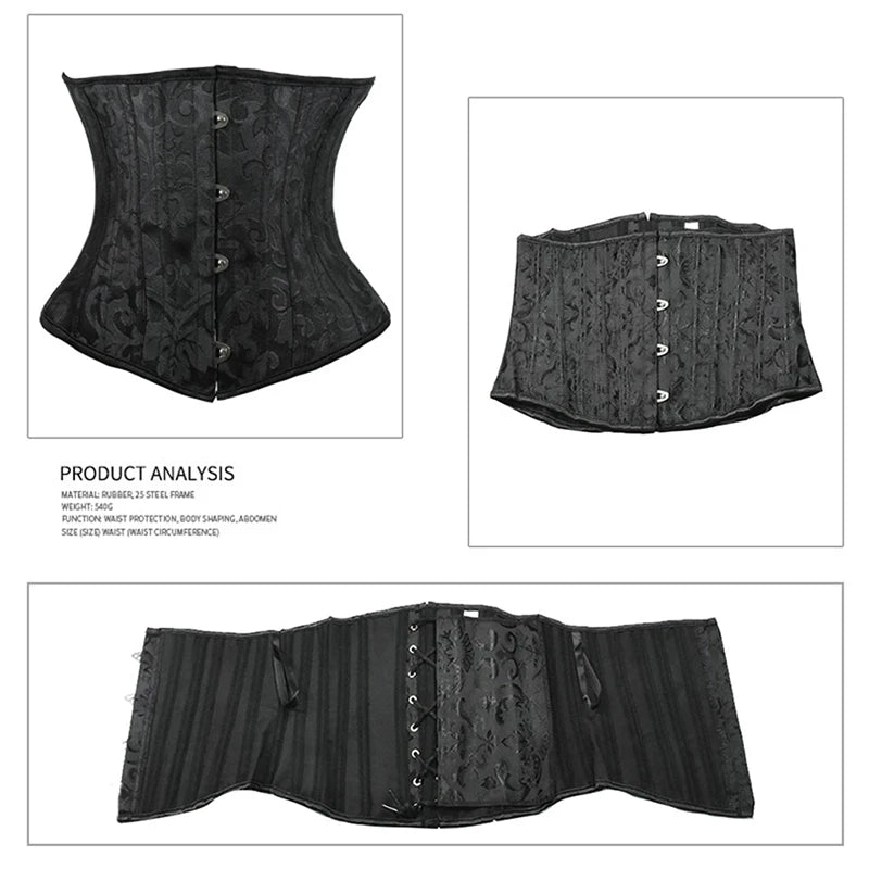 Steel-Boned Floral Overbust Corset
