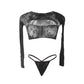 Hollow Out Long Sleeve Bra and Panty Set - Wire-Free Comfort