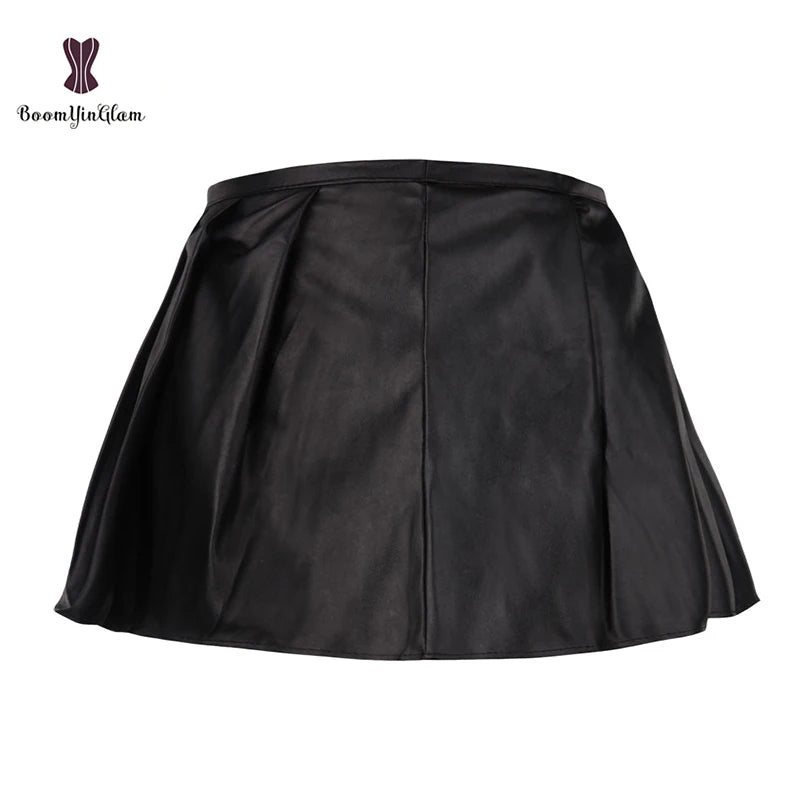Faux Leather Corset Skirt Set